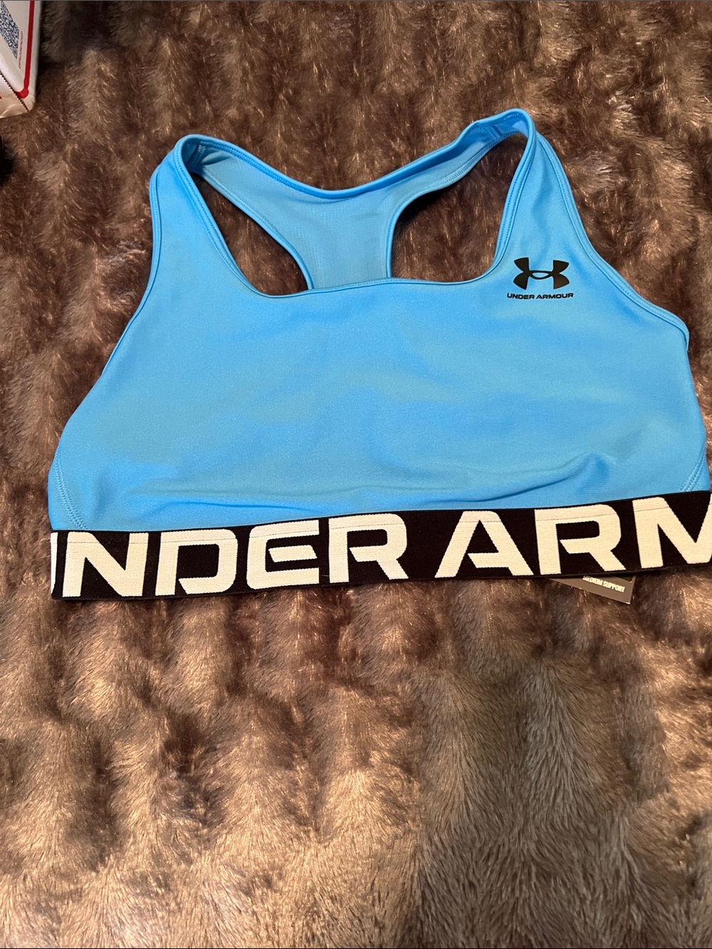 Under Armour Blue Racerback Sports Bra,  Large